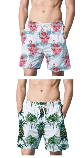 Design Palm Leaf Print Navy Swim Shorts Swimwear - 12