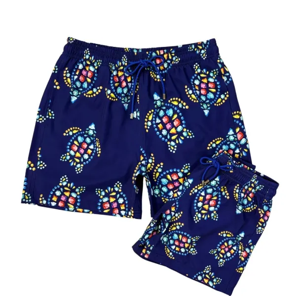 Design Costume De Bain Starfish Print Navy Swim Trunks Swimwear - 8