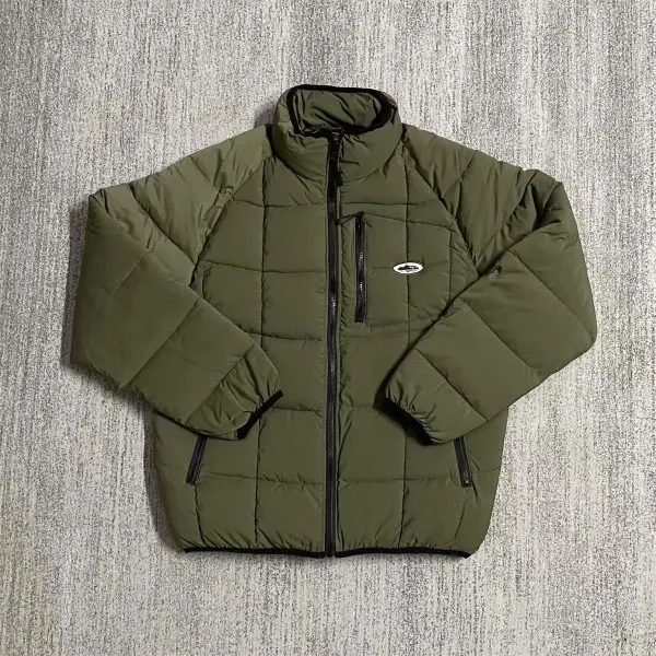 Design Puffer Jacket Olive Green Down Jacket - 10