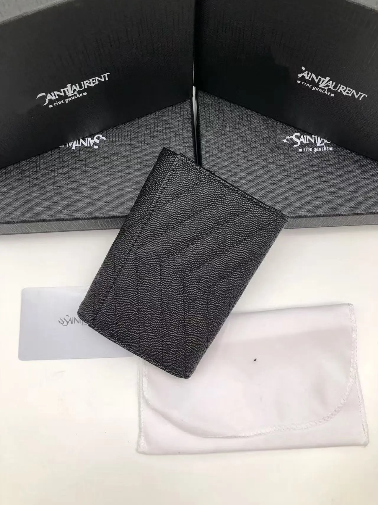 Saint Laurent Monogramme Leather Card Holder Burgundy Wallet - 7