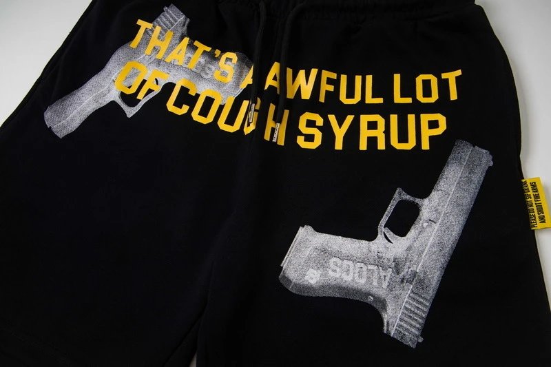 Design Cough Syrup Graphic Sweatshorts Black Shorts - 8