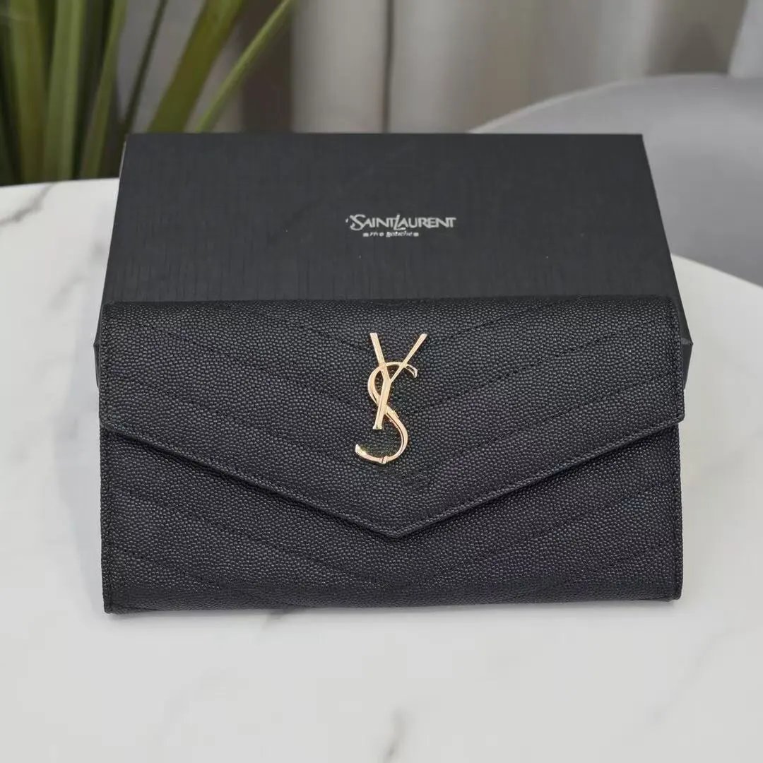 Saint Laurent Monogram Envelope Clutch Beige Long Wallet - 5