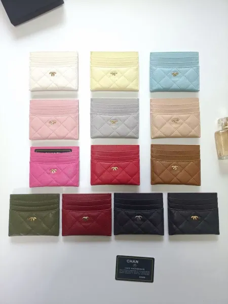 Chanel Classic Quilted Caviar Leather Card Holder Red Wallet - 2