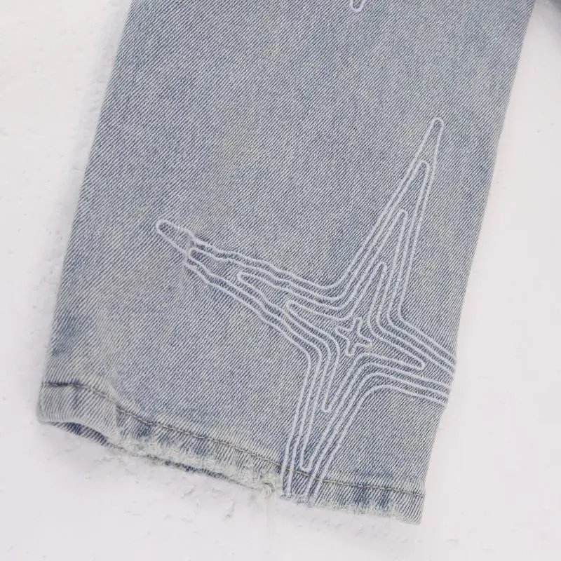 Purple Brand Star Embroidered Light Wash Jeans - 8