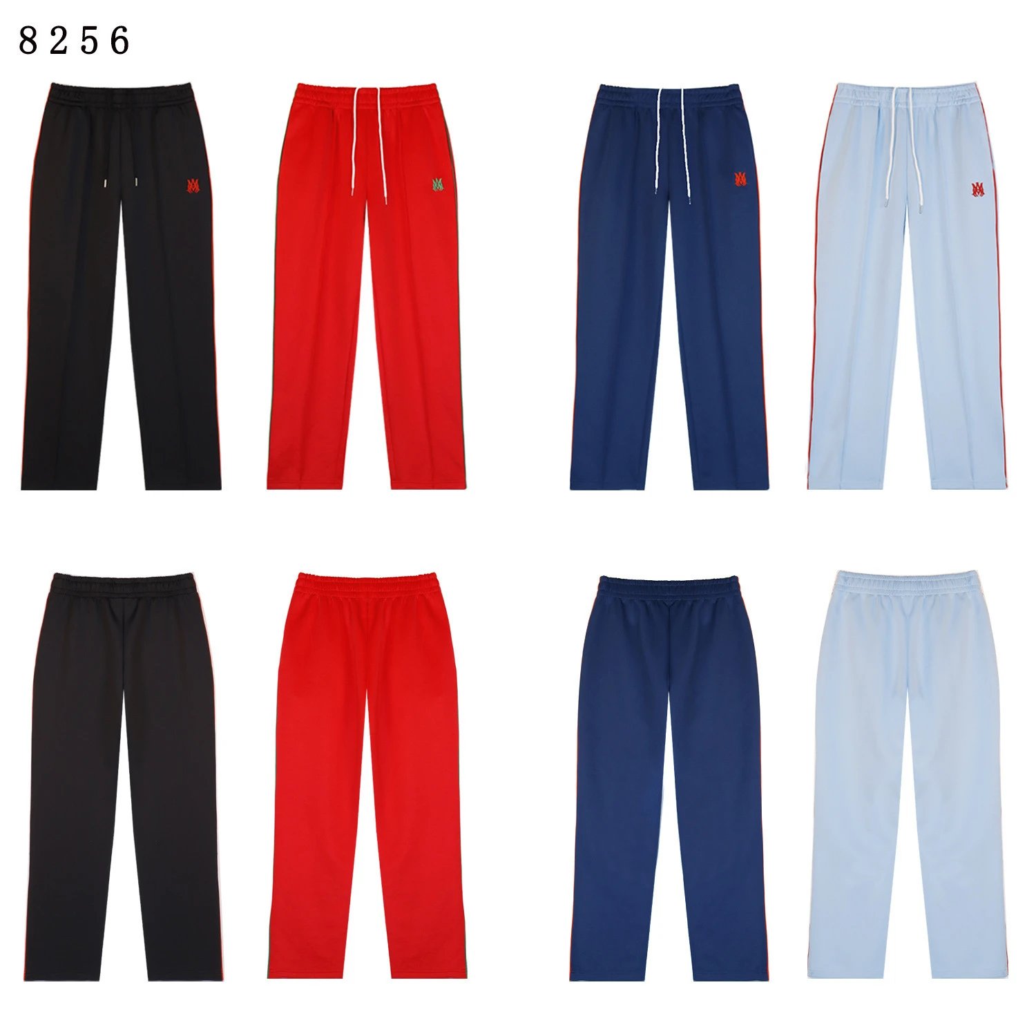 Design Track Pants Red with Green Stripe and Embroidered Logo Sweatpants - 3