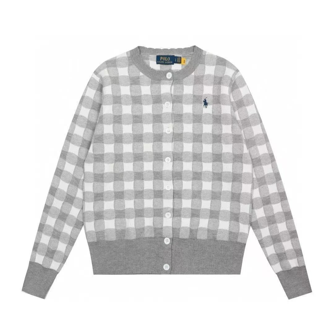 Polo Ralph Lauren Knitwear Gingham Button-Front Cardigan — Grey