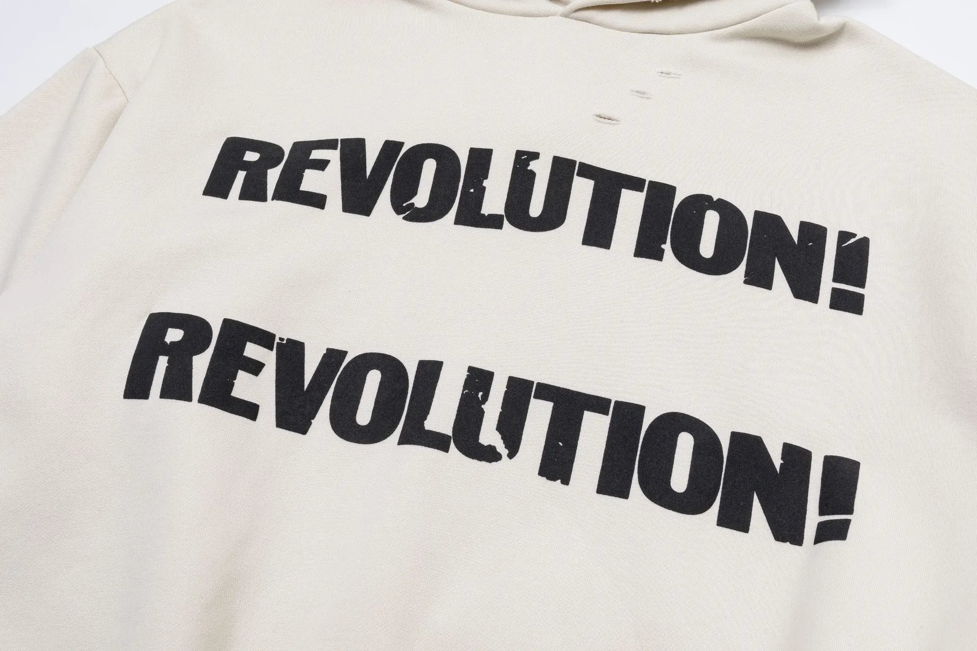 Design Revolution! Distressed Hoodie Beige - 10