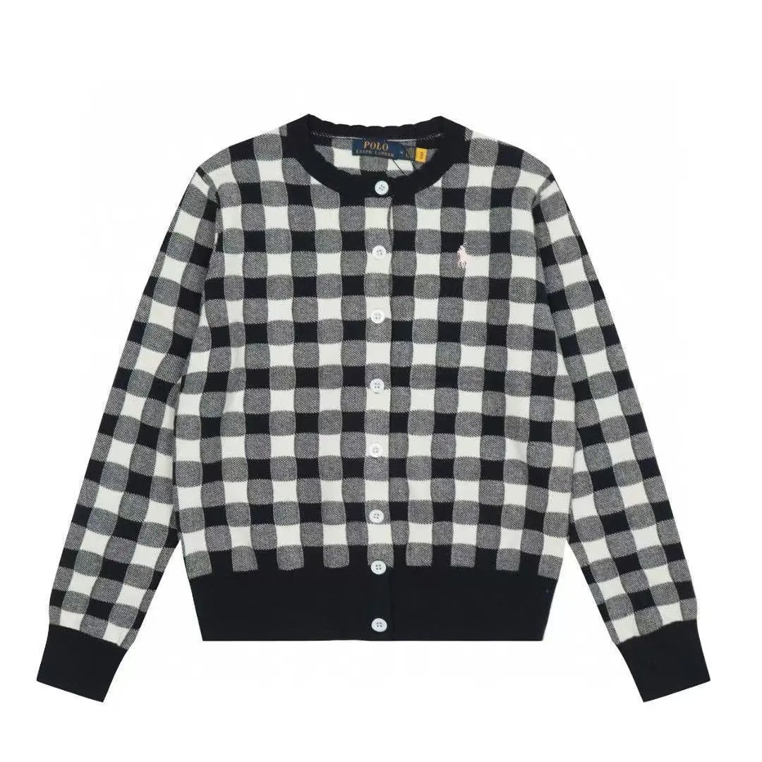 Polo Ralph Lauren Knitwear Gingham Button-Front Cardigan — Black