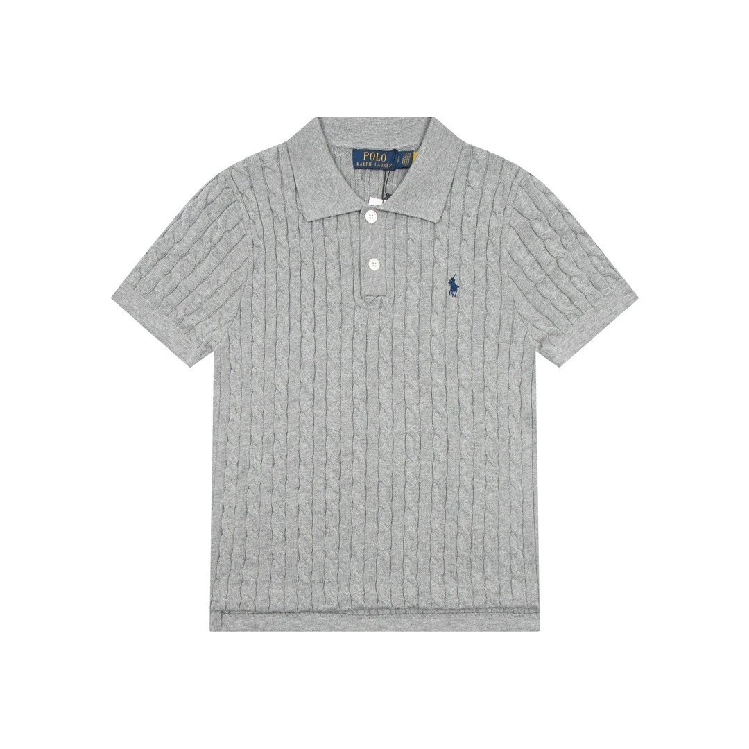 Polo Ralph Lauren Knitwear Cable-Knit Short-Sleeve Shirt — Grey