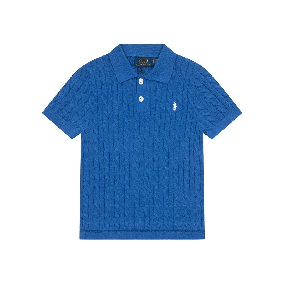 Polo Ralph Lauren Knitwear Cable-Knit Short-Sleeve Shirt — Royal Blue