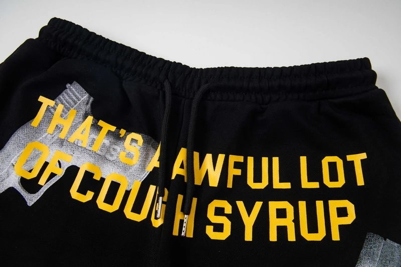 Design Cough Syrup Graphic Sweatshorts Black Shorts - 7