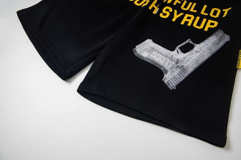 Design Cough Syrup Graphic Sweatshorts Black Shorts - 16