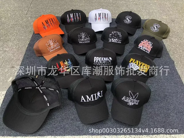 AMIRI Hats Mesh Trucker Cap with Embroidered Three-Star or Monogram Design product detail image 4