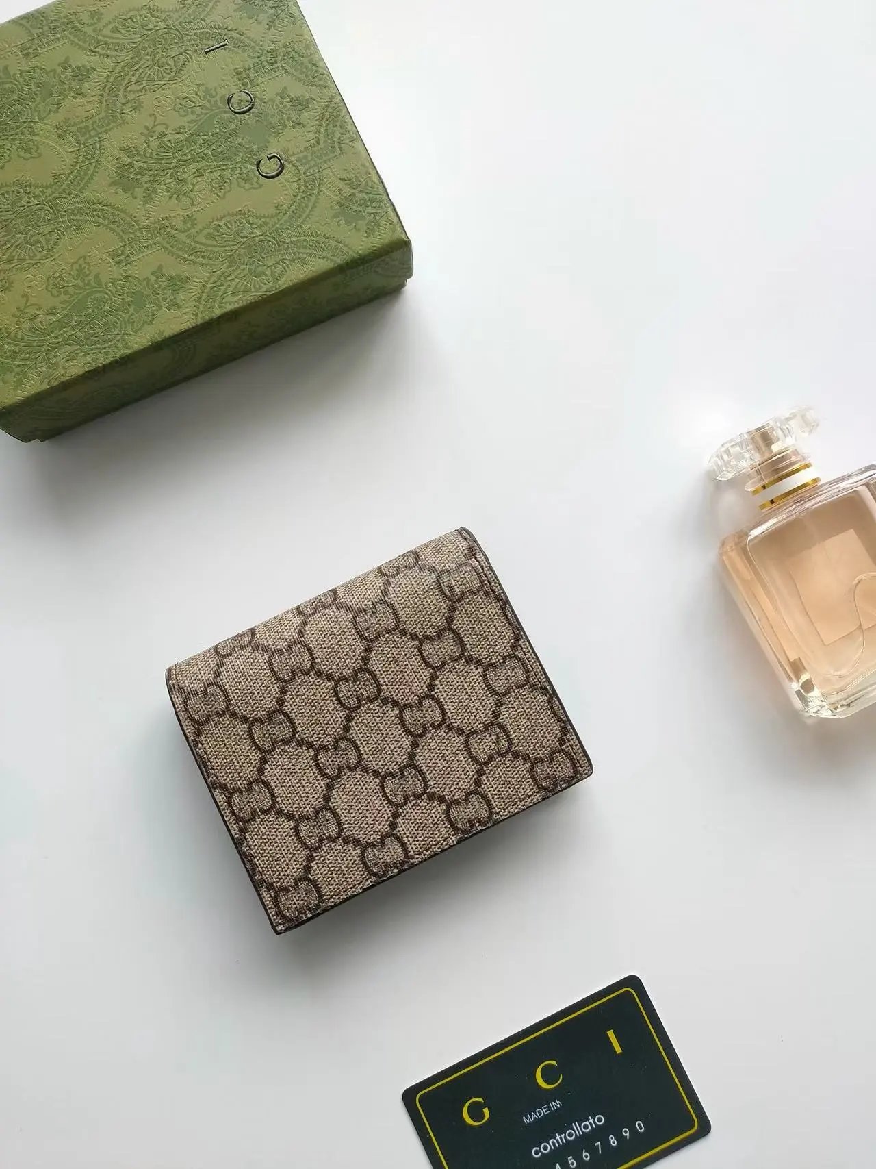 Gucci GG Marmont Mini Wallet Beige and Black Leather Wallet Short Wallet - 8
