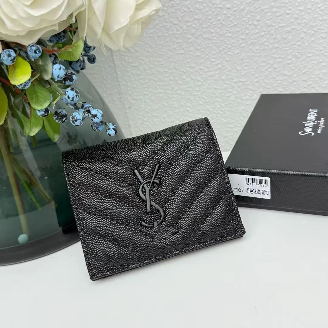Saint Laurent Monogramme Wallet Black Stingray Leather Short Wallet - 9