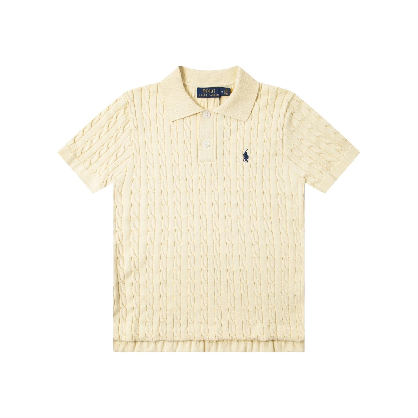 Polo Ralph Lauren Knitwear Cable-Knit Short-Sleeve Shirt — Off-White