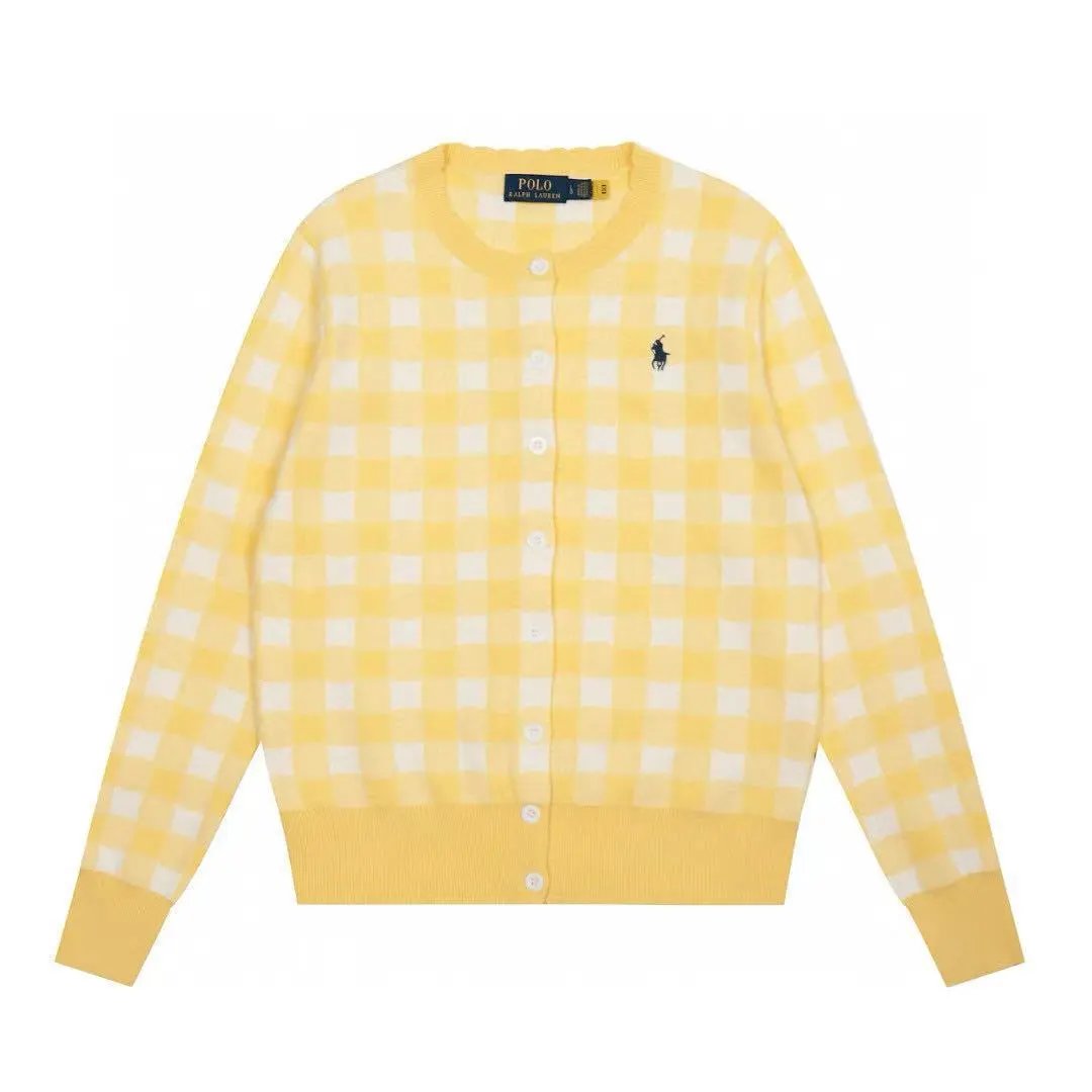 Polo Ralph Lauren Knitwear Gingham Button-Front Cardigan — Yellow