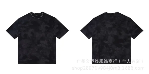 Balenciaga Distressed Tie-Dye Black T-Shirt - 1