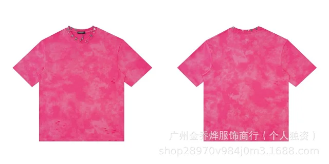 Balenciaga T-Shirts Short-Sleeve Distressed T-Shirt product detail image 8