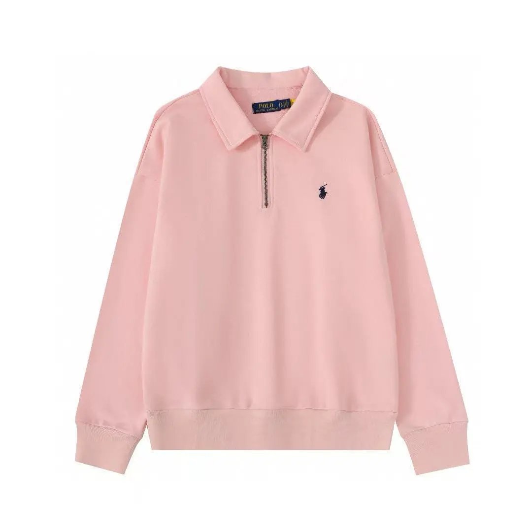 Polo Ralph Lauren Hoodies & Sweatshirts Embroidered Pony Quarter-Zip Collared Sweatshirt — Pink