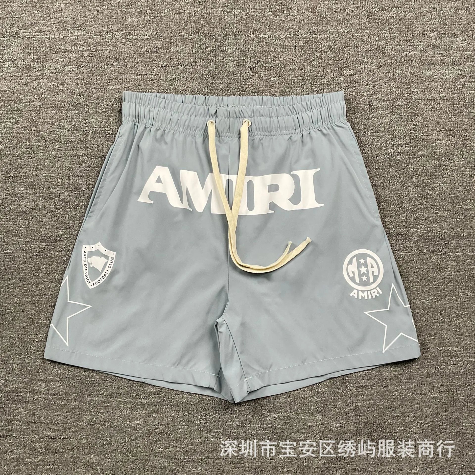 Amiri Logo Print Swim Shorts Light Blue - 10