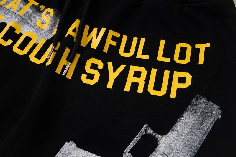 Design Cough Syrup Graphic Sweatshorts Black Shorts - 15
