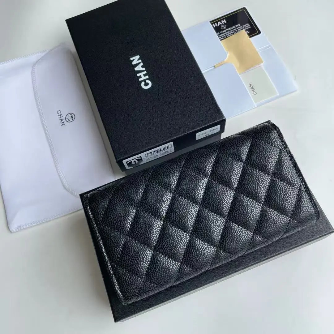 Chanel Classic Flap Wallet Black Quilted Leather Long Wallet - 12