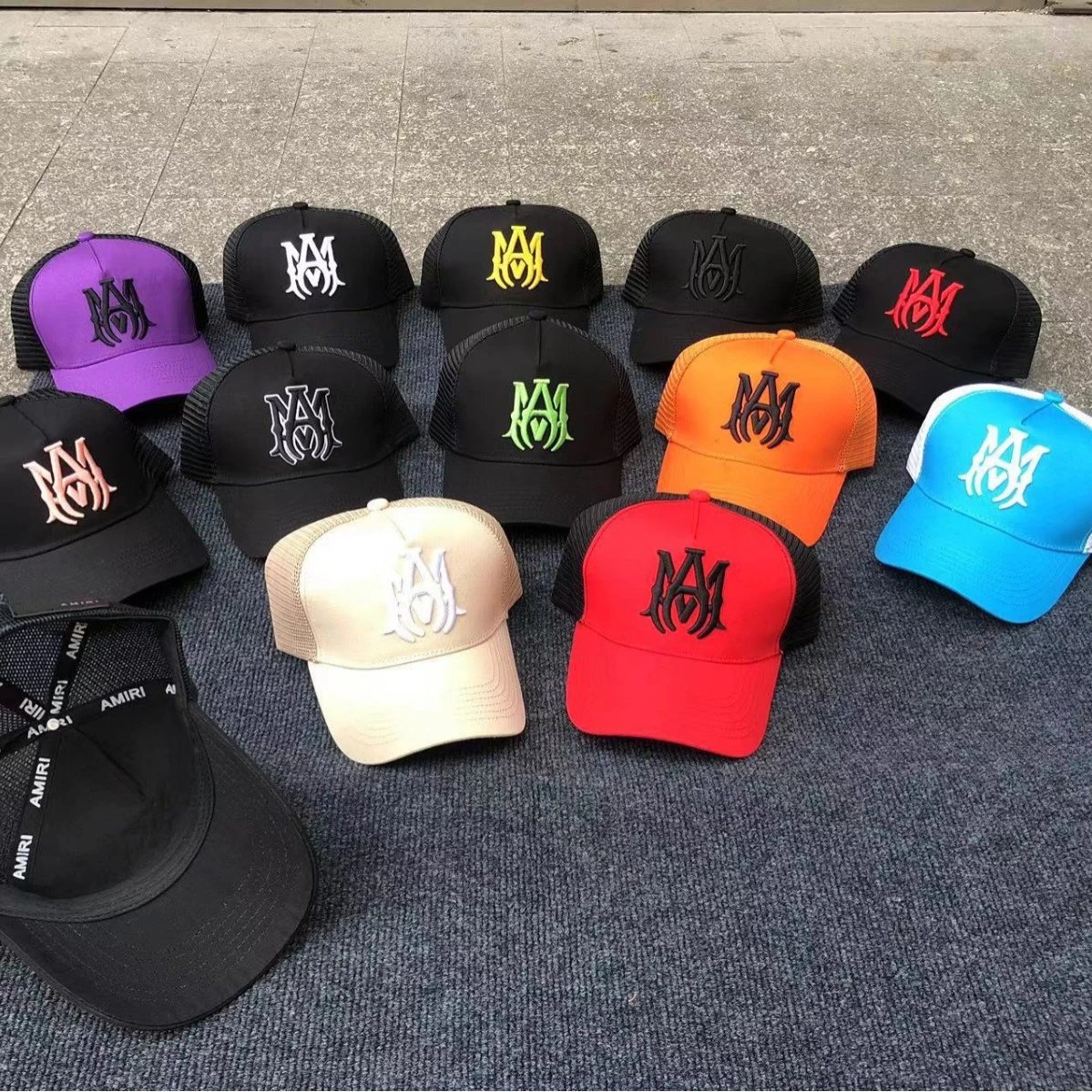 AMIRI Hats Mesh Trucker Cap with Embroidered Three-Star or Monogram Design image 3