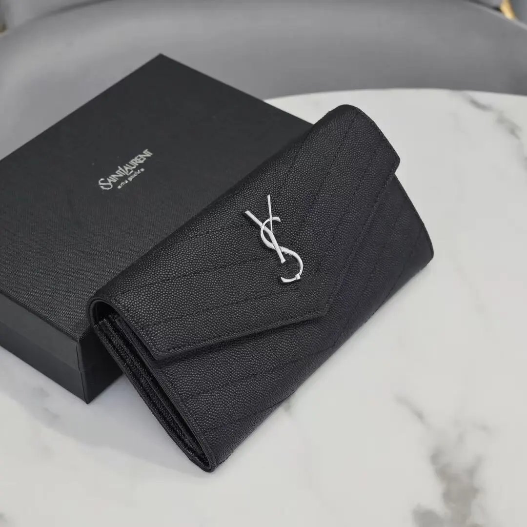 Saint Laurent Monogram Envelope Clutch Beige Long Wallet - 10