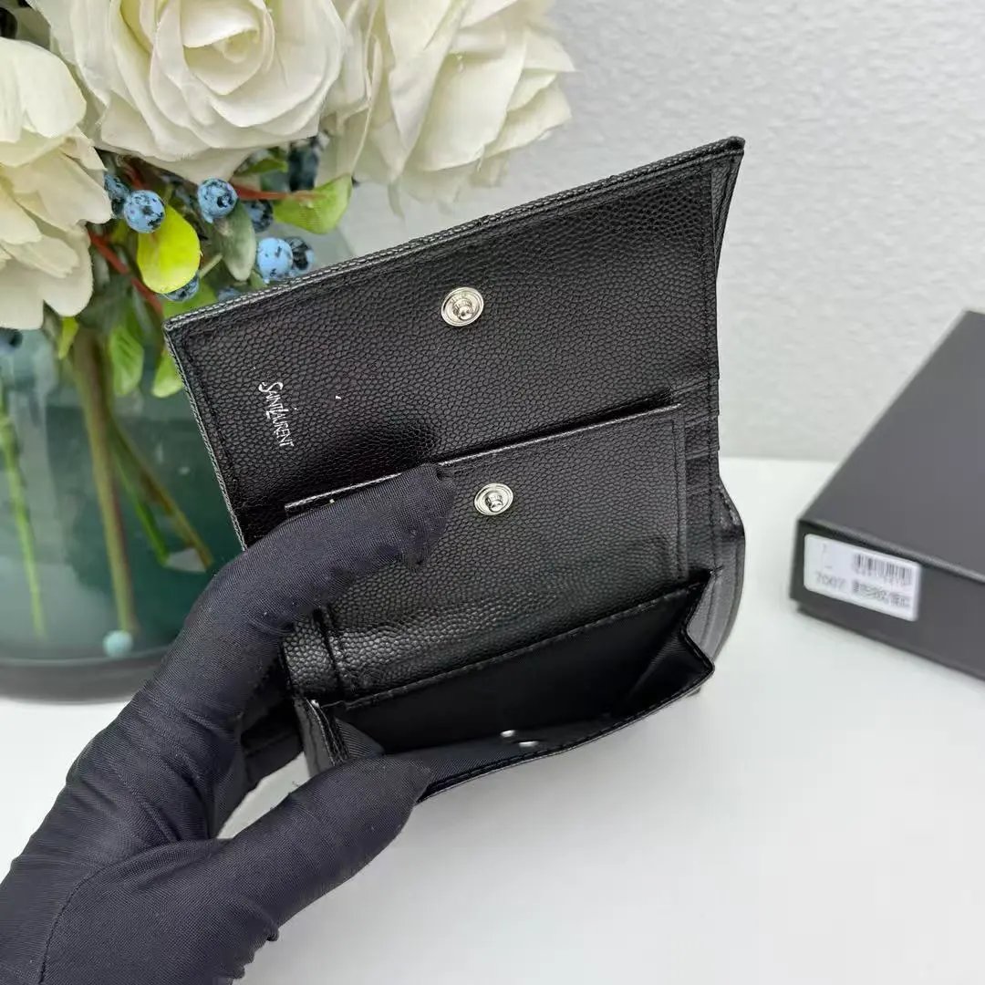 Saint Laurent Monogramme Wallet Black Stingray Leather Short Wallet - 12