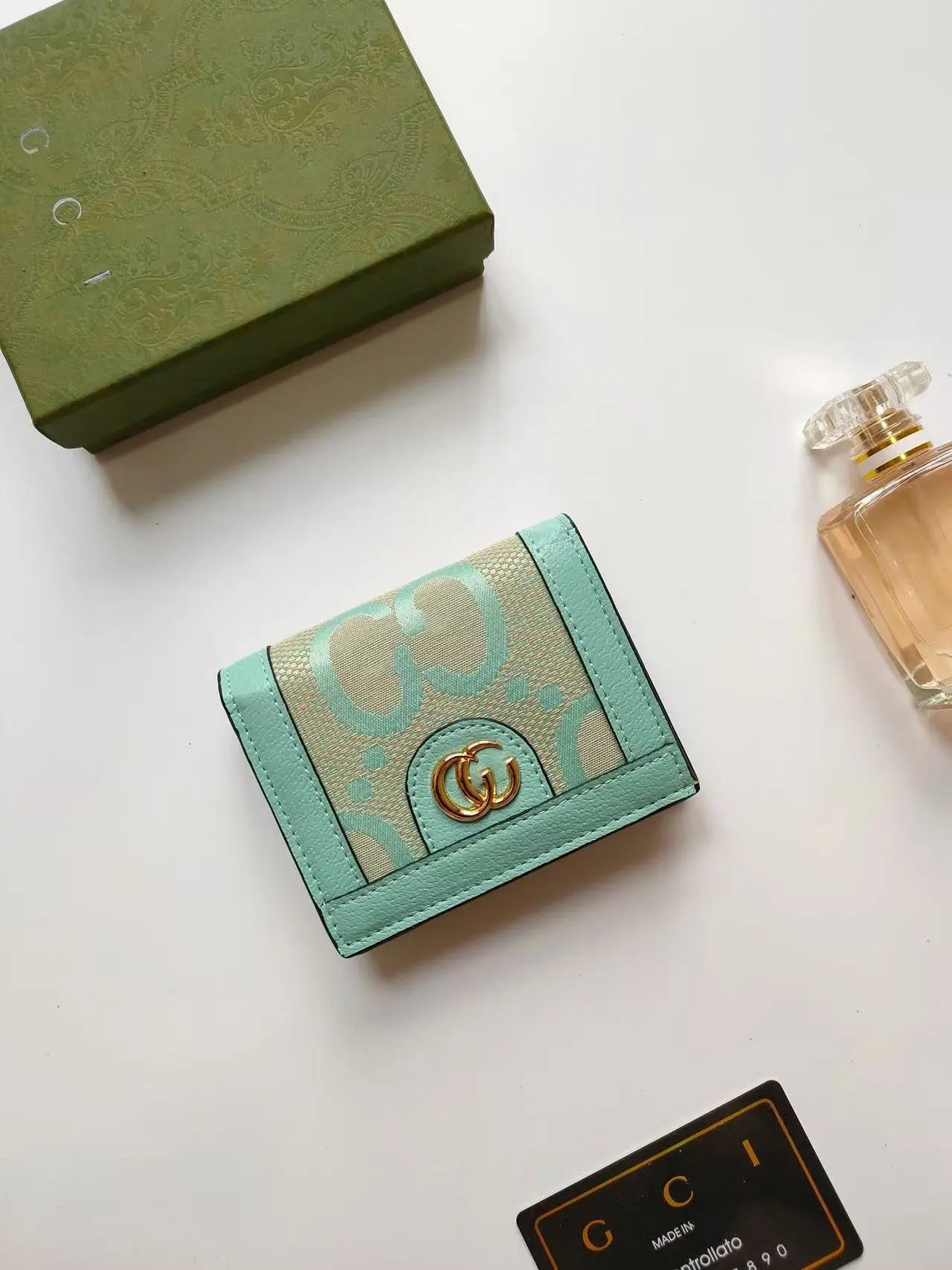 Gucci Ophidia GG Marmont Mini Wallet Beige with Green Red Web Stripe Wallet Short Wallet - 7