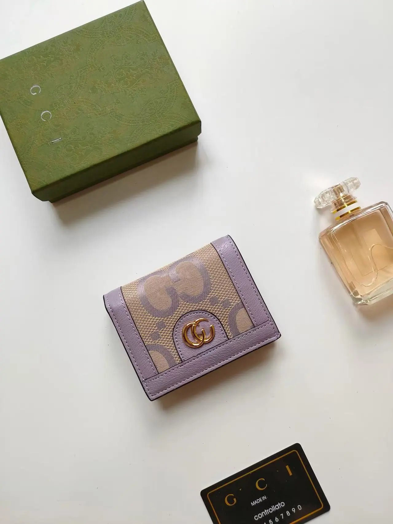 Gucci Ophidia GG Marmont Mini Wallet Beige with Green Red Web Stripe Wallet Short Wallet - 9