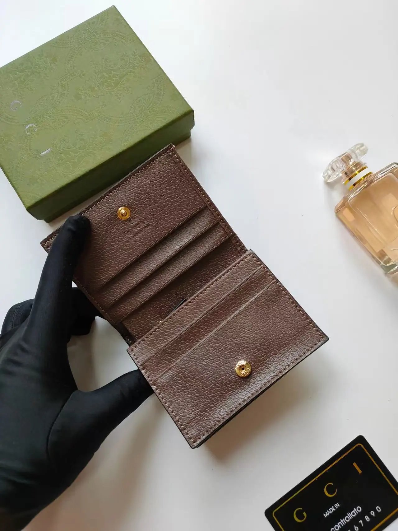 Gucci Ophidia GG Marmont Mini Wallet Beige with Green Red Web Stripe Wallet Short Wallet - 15