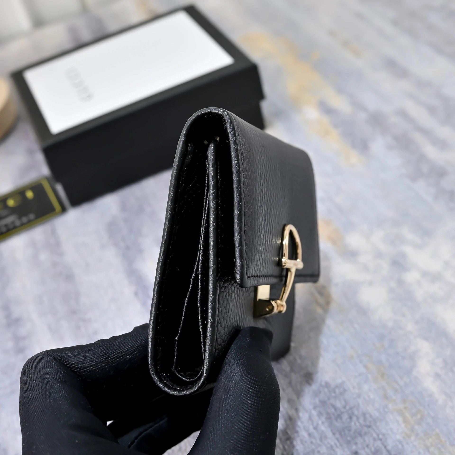 Gucci Horsebit Mini Wallet Black Leather Short Wallet - 12
