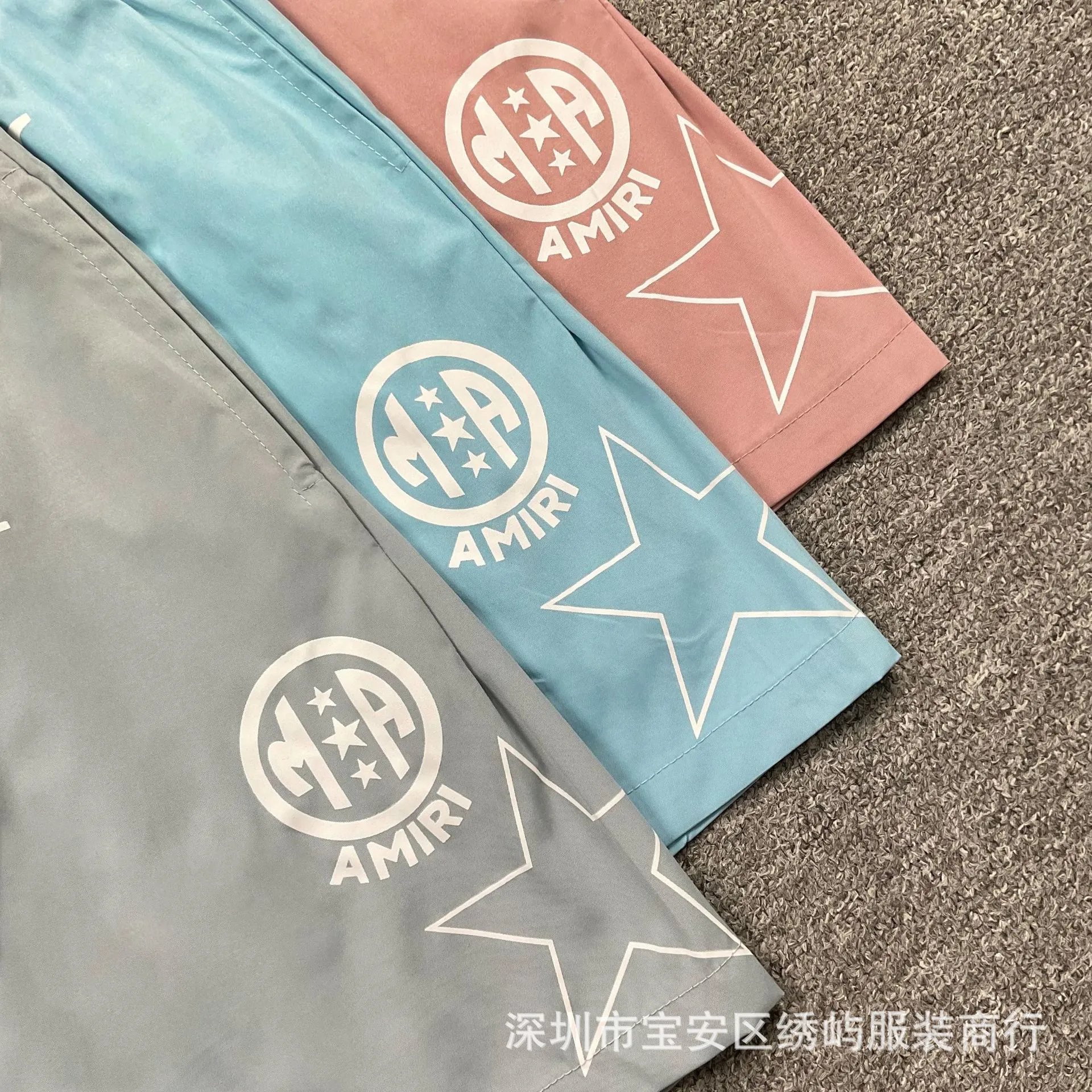 Amiri Logo Print Swim Shorts Light Blue - 5