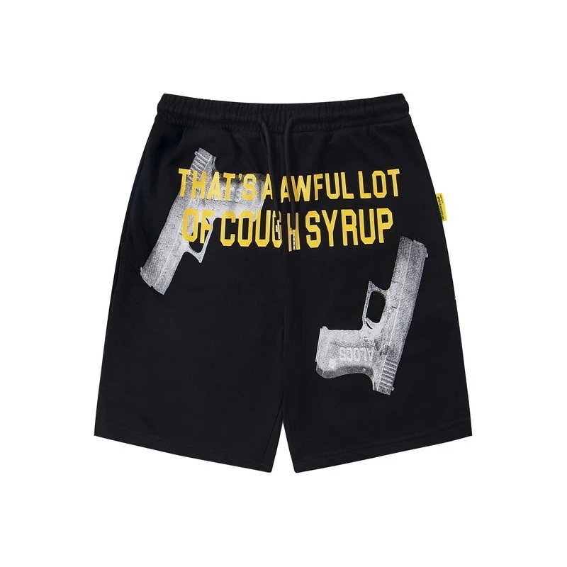 Design Cough Syrup Graphic Sweatshorts Black Shorts - 6