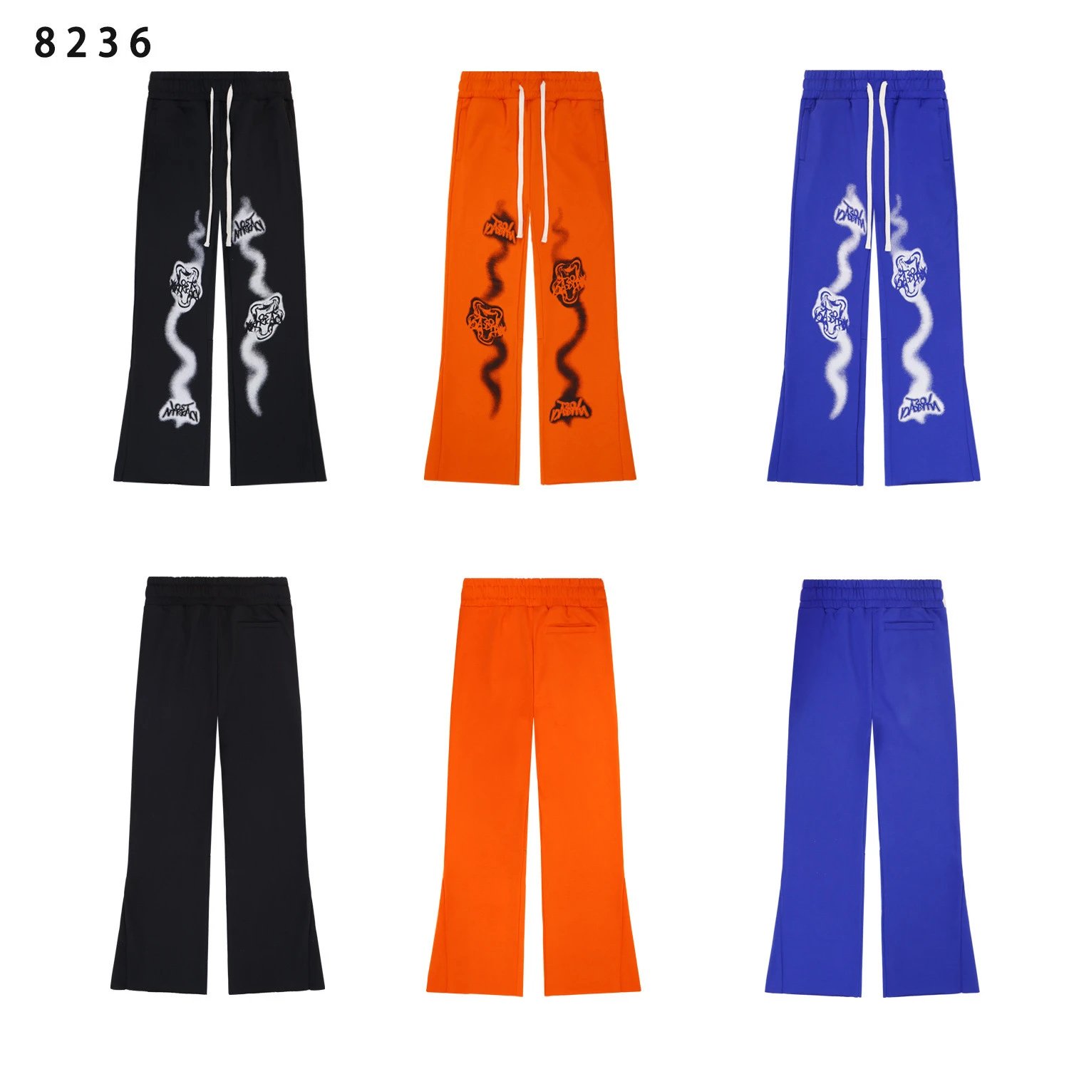 Design 8236 Spray Paint Graphic Sweatpants Blue Sweatpants - 2