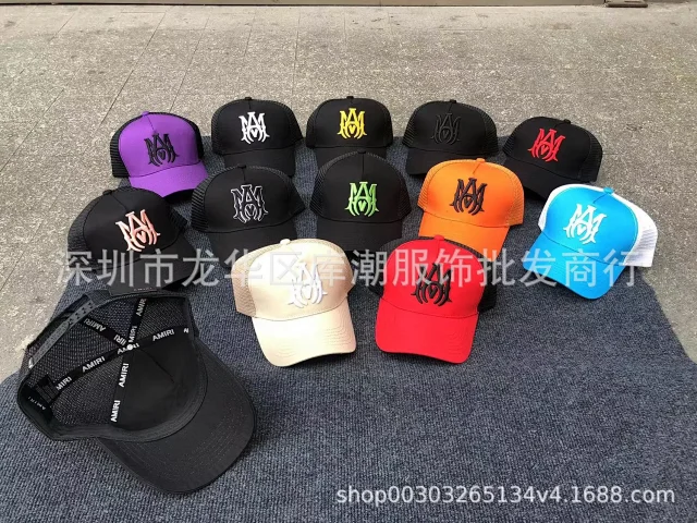 AMIRI Hats Mesh Trucker Cap with Embroidered Three-Star or Monogram Design product detail image 3
