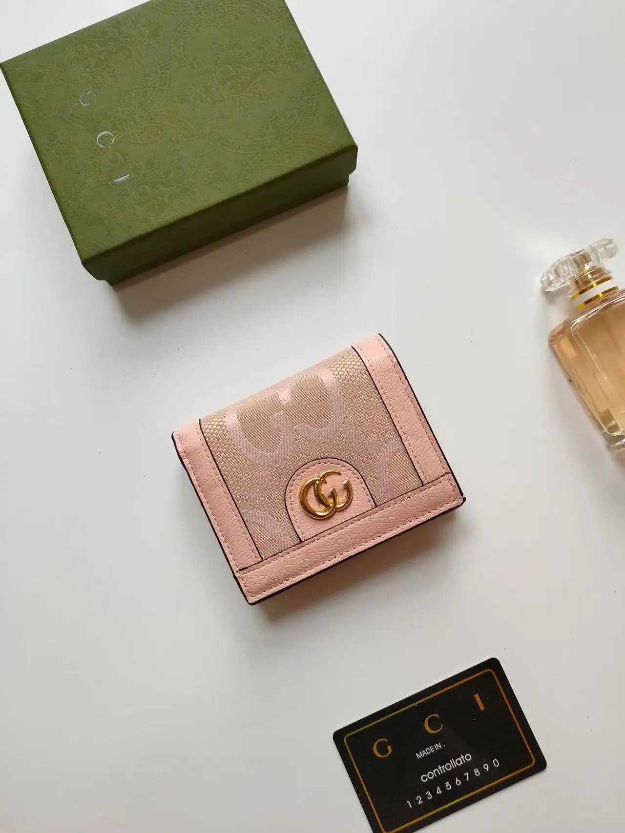 Gucci Ophidia GG Marmont Mini Wallet Beige with Green Red Web Stripe Wallet Short Wallet - 8