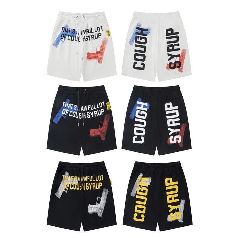 Design Cough Syrup Graphic Sweatshorts Black Shorts - 2
