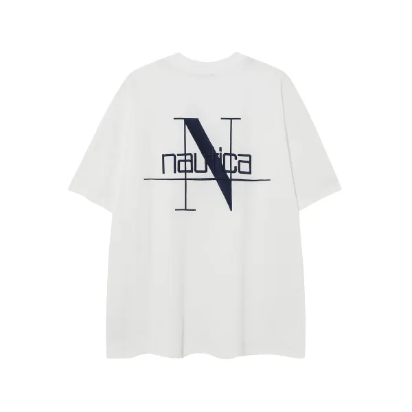 Design Nautica Logo Graphic Oversized T-Shirt Navy T-Shirts - 4
