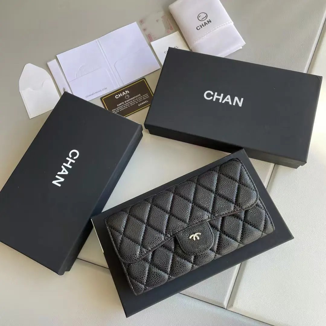 Chanel Classic Flap Wallet Black Quilted Leather Long Wallet - 10