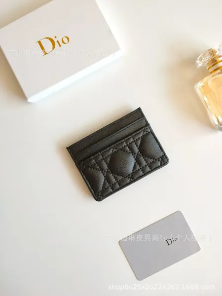 Dior Diorama Card Holder Pink Quilted Leather Card Holder Wallets - 12
