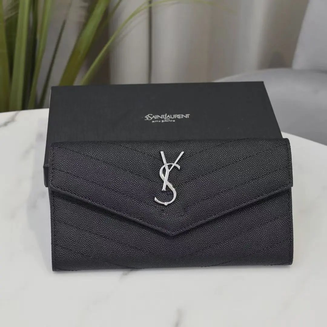 Saint Laurent Monogram Envelope Clutch Beige Long Wallet - 7