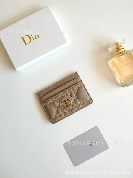 Dior Diorama Card Holder Pink Quilted Leather Card Holder Wallets - 3
