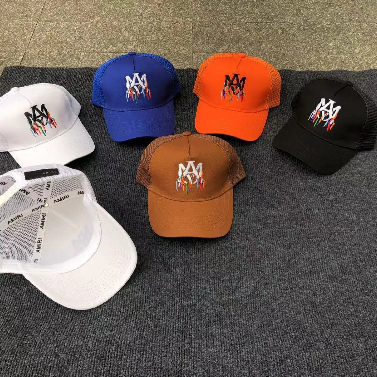 AMIRI Hats Mesh Trucker Cap with Embroidered Three-Star or Monogram Design image 4
