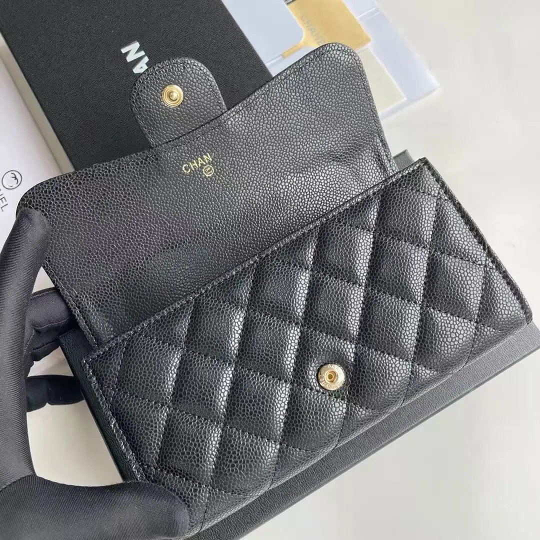 Chanel Classic Flap Wallet Black Quilted Leather Long Wallet - 11