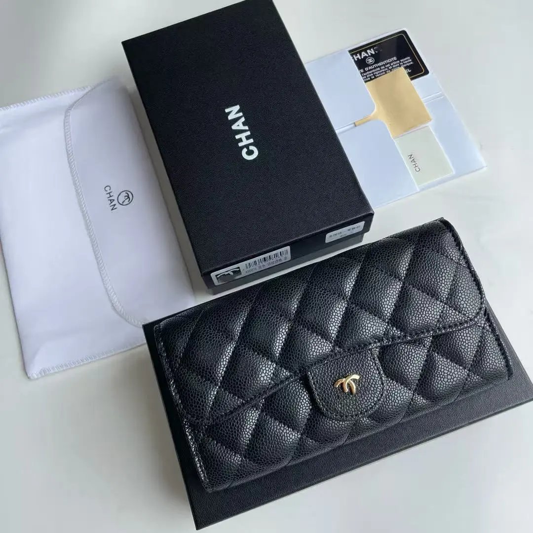 Chanel Classic Flap Wallet Black Quilted Leather Long Wallet - 9