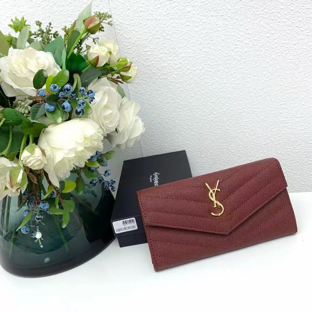 Saint Laurent Monogram Envelope Clutch Beige Long Wallet - 4