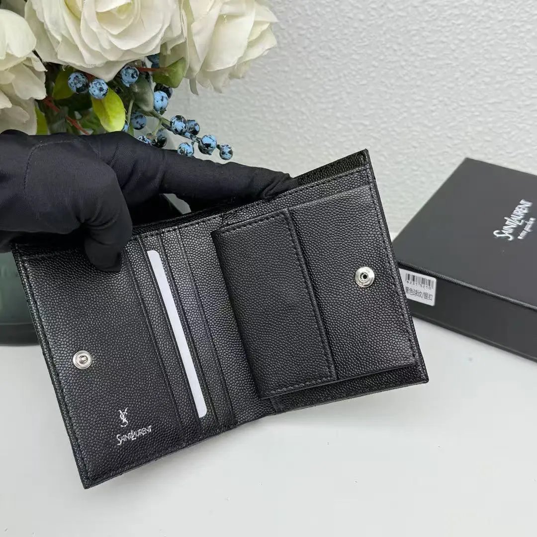 Saint Laurent Monogramme Wallet Black Stingray Leather Short Wallet - 11